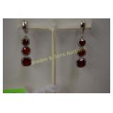 LADIES STERLING SILVER WITH RED GARNET AND TOPAZ