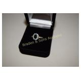 LADIES STERLING SILVER AND EMERALD RING. SIZE 5.5