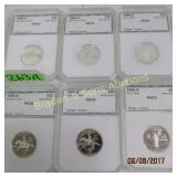 GROUP OF 6 PCI GRADED PR 70 1999-S SILVER