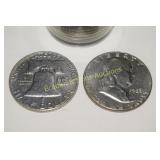 GROUP OF 20 SILVER FRANKLIN HALF DOLLARS