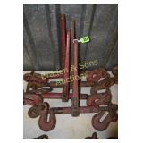 GROUP OF 4 USED HEAVY DUTY RATCHET CHAIN BINDERS