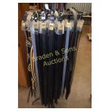 LARGE ASSORTMENT OF BELTS WITH RACK