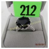 LADIES STERLING SILVER AND BLUE SAPPHIRE RING