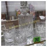CRYSTAL DECANTER WITH 4 GLASSES AND TRAY