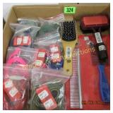 BOX OF ASSTD DOG COLLARS, LEASHES ETC