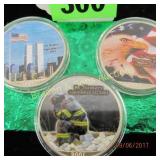 GROUP OF 3 COLORIZED SILVER AMERICAN EAGLES