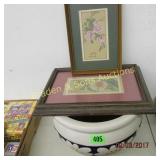 SMALL VASE AND 2 SMALL PRINTS