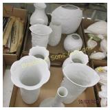 GROUP OF 2 BOXES MILKGLASS