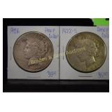 GROUP OF 4 US PEACE SILVER DOLLARS