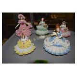GROUP OF 5 DRESDEN LACE FIGURINES