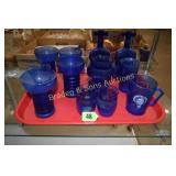 VINTAGE COBALT GLASSWARE INCLUDING