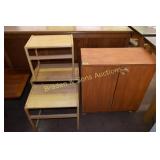 GROUP OF 3 END TABLES AND ONE STORAGE CABINET