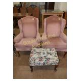 GROUP OF 2 CONTEMPORARY WINGBACK CHAIRS WITH
