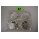 GROUP OF 4 SEASONS GREETINGS 2002 SILVER ROUNDS