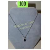 LADIES STERLING SILVER AND BLUE SAPPHIRE