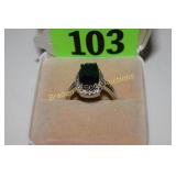 LADIES STERLING SILVER AND BLUE SAPPHIRE RING