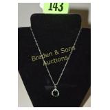 LADIES STERLING SILVER GREEN EMERALD AND WHITE