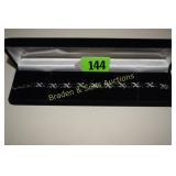 LADIES STERLING SILVER GREEN EMERALD AND WHITE