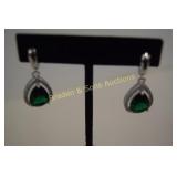 LADIES STERLING SILVER GREEN EMERALD AND