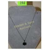 LADIES STERLING SILVER AND EMERALD NECKLACE