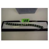 LADIES STERLING SILVER AND EMERALD BRACELET