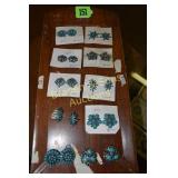 GROUP OF 10 TURQUOISE EARRING SETS