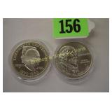 US 1990 AND 1993 COMMEMORATIVE SILVER DOLLARS
