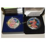 US 2000 AND 2001 COLORIZED SILVER EAGLES