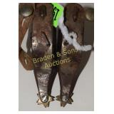 PAIR OF BLACK IRON BULL RIDER SPURS