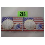 US 2001 AND 2002 BRILLIANT UNCIRCULATED SILVER