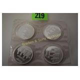GROUP OF 4 HAPPY HOLIDAYS ONE OUNCE SILVER ROUNDS