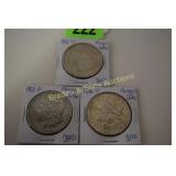 US 1881-O, 1896-P AND 1902-P MORGAN SILVER DOLLARS