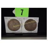 US 1884-P AND 1880-P MORGAN SILVER DOLLARS.