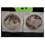 GROUP OF 2-2018 BRILLIANT UNCIRCULATED 1 OZ SILVER