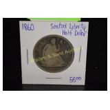US 1860 SEATED LIBERTY SILVER HALF DOLLAR