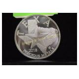 2018 SILVER ONE OUNCE ROUND DEPICTING TEXAS