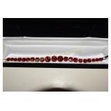 LADIES STERLING SILVER AND RED CZ BRACELET