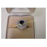 LADIES STERLING SILVER AND BLUE SAPPHIRE RING