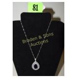 LADIES STERLING SILVER AND BLUE SAPPHIRE