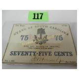 STATE OF SOUTH CAROLINA 75 CENT FRACTIONAL