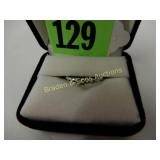 LADIES STERLING SILVER AND DIAMOND RING