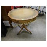 VINTAGE LEATHER TOP DRUM TABLE