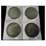 GROUP OF 4 MORGAN SILVER DOLLARS