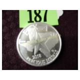 ONE OUNCE SILVER ROUND FEATURING STATES OF TEXAS