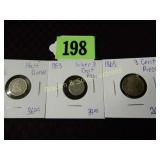 US 1856 SILVER HALF DIME, 1853 SILVER THREE CENT