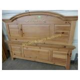 USED QUEEN SIZE BED, DOES NOT HAVE A MATTRESS.