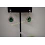 LADIES STERLING SILVER AND EMERALD EARRINGS.