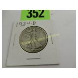 US 1934-D WALKING LIBERTY SILVER HALF DOLLAR