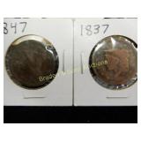 US 1837 AND 1847 LARGE SIZE PENNIES