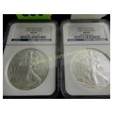 GROUP OF 2 NGC GRADED MS69 SILVER